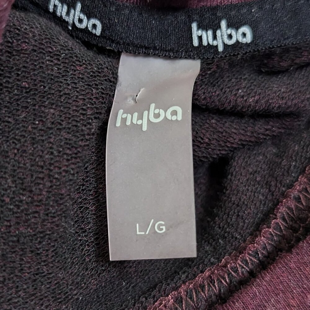 HYBA Stretchy Bodycon Dress sz L Short Sleeved Round Neck Deep Burgundy - Picture 3 of 8